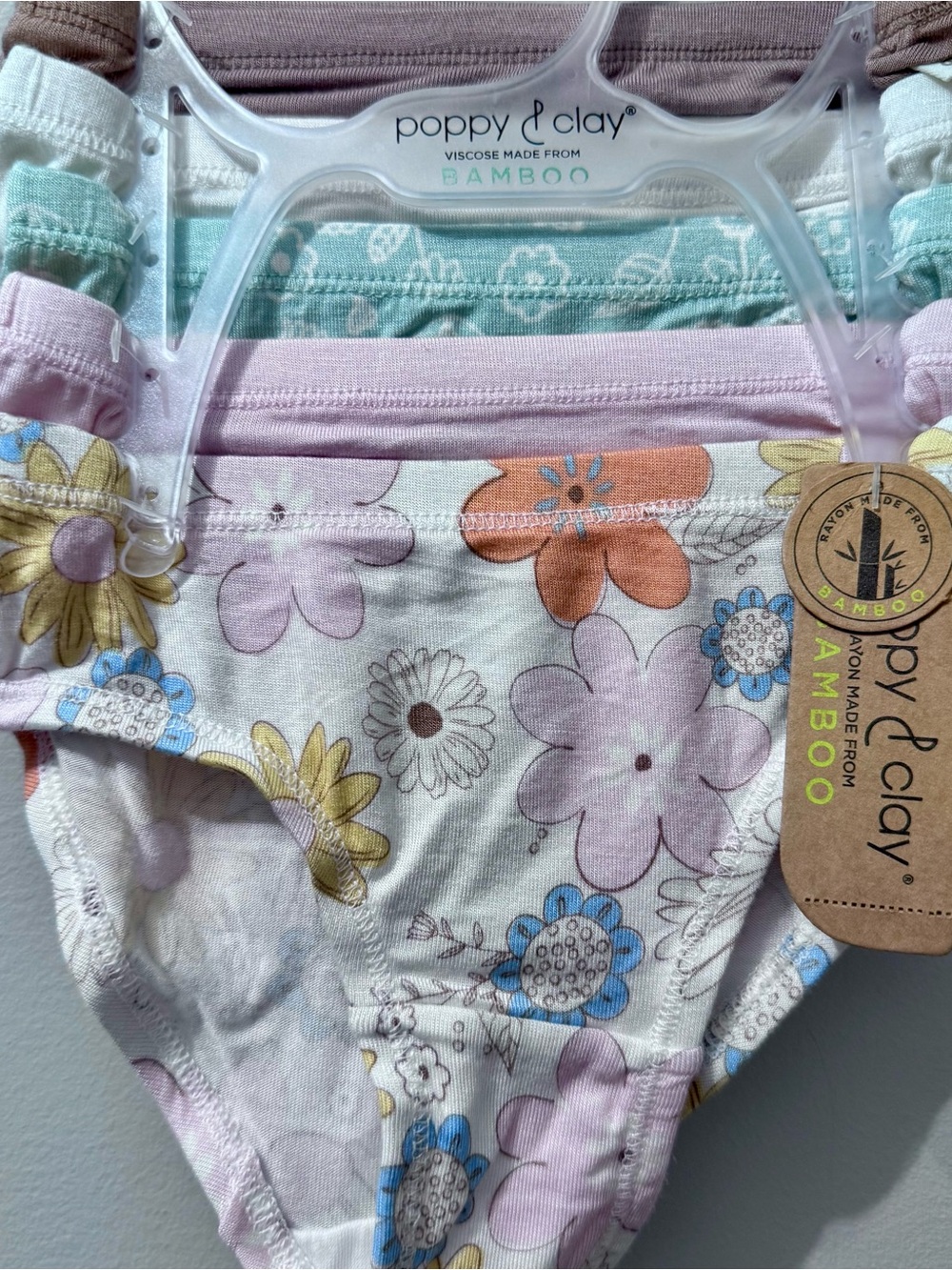 Poppy & Clay Girls' Floral Bamboo Underwear - Multicolor, Size 2T, 5pr,  NWT